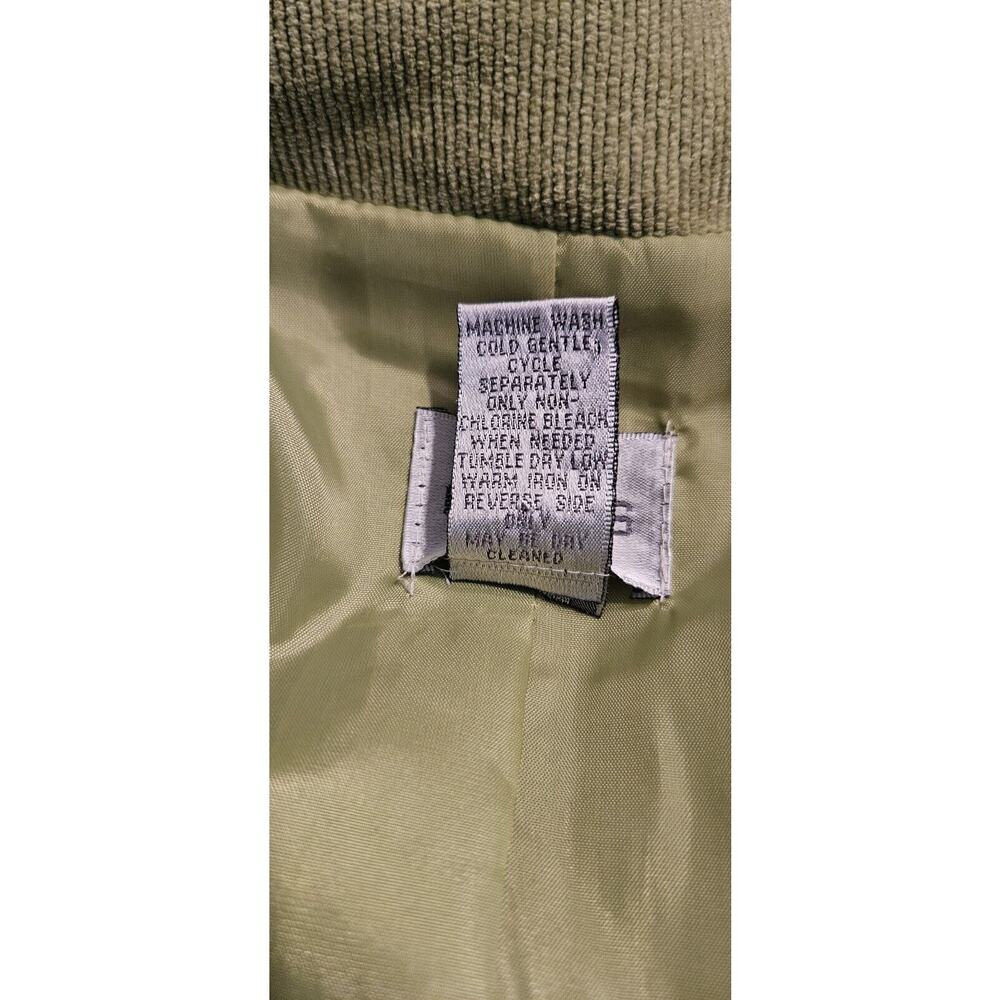 Chicos Womens Size M/8 Corduory Jacket Chartreuse Green Ruffle Neck Full Zip - Picture 8 of 8